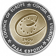 Украина, 2009, 50 лет Совету Европы, биметалл, 5 Гривен, Пруф, в капсуле-миниатюра